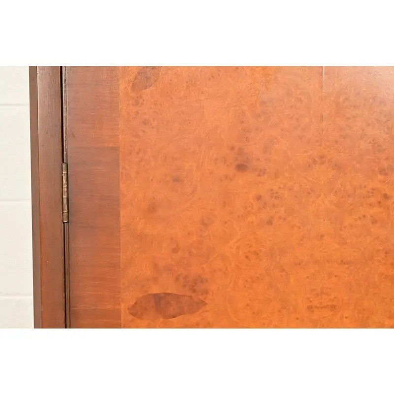 Antique Art Deco Burl Wood Armoire Dresser or Gentleman's Chest, Circa 1930s