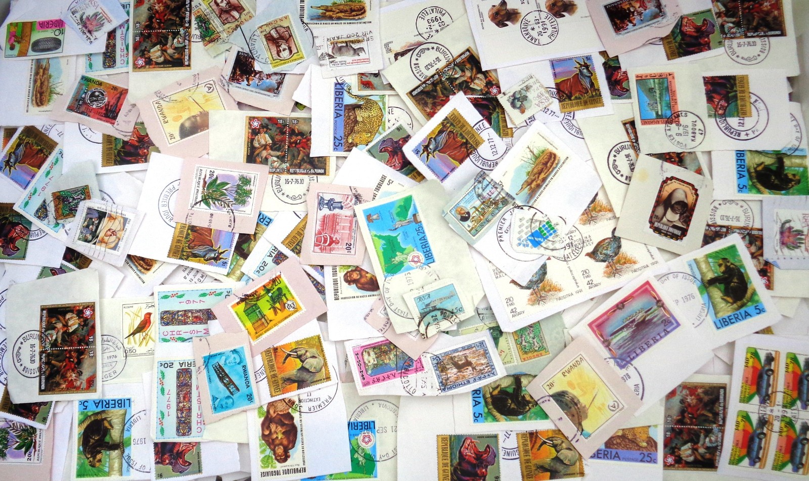 EQUATORIAL AFRICA on paper mixture/kiloware 1 oz.(28 grams) B1