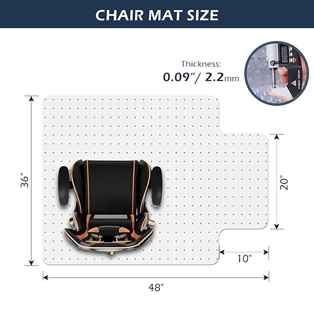 Office Chair Mat Computer Desk Chair Mat for Carpet Floor w/Extended Lip 36"x48"