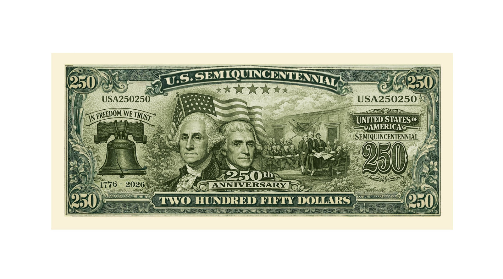 Pack of 50 Bills - U.S. Semiquincentennial 250th Anniversary Commemorative Bank