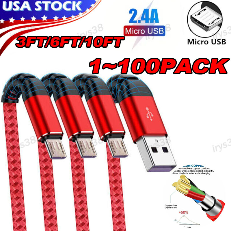 Heavy Duty Micro USB Fast Charger Data Cable Cord For Samsung LOT Android HTC LG