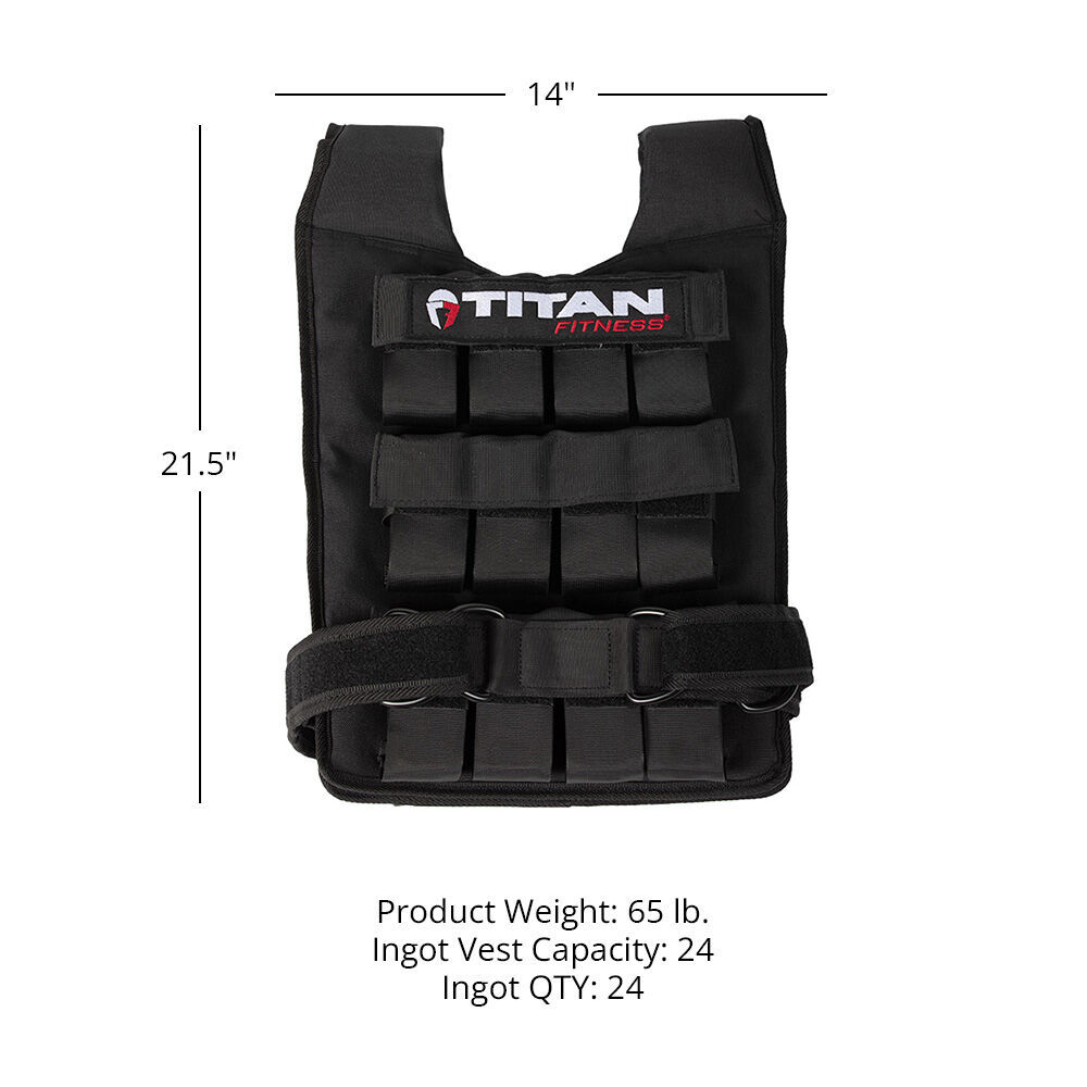 Titan Fitness Elite Series 60 LB Adjustable Weight Vest, (24) 2.5 LB Ingots