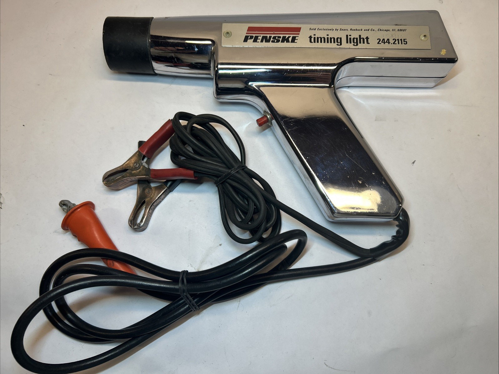 Vintage Sears Roebuck Penske Chrome Power Auto Timing Light Gun 244.2115 Manual