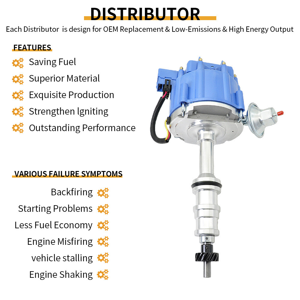 for Ford FE HEI Distributor 332 352 360 406 427 428 & Spark Plug Wires Accel