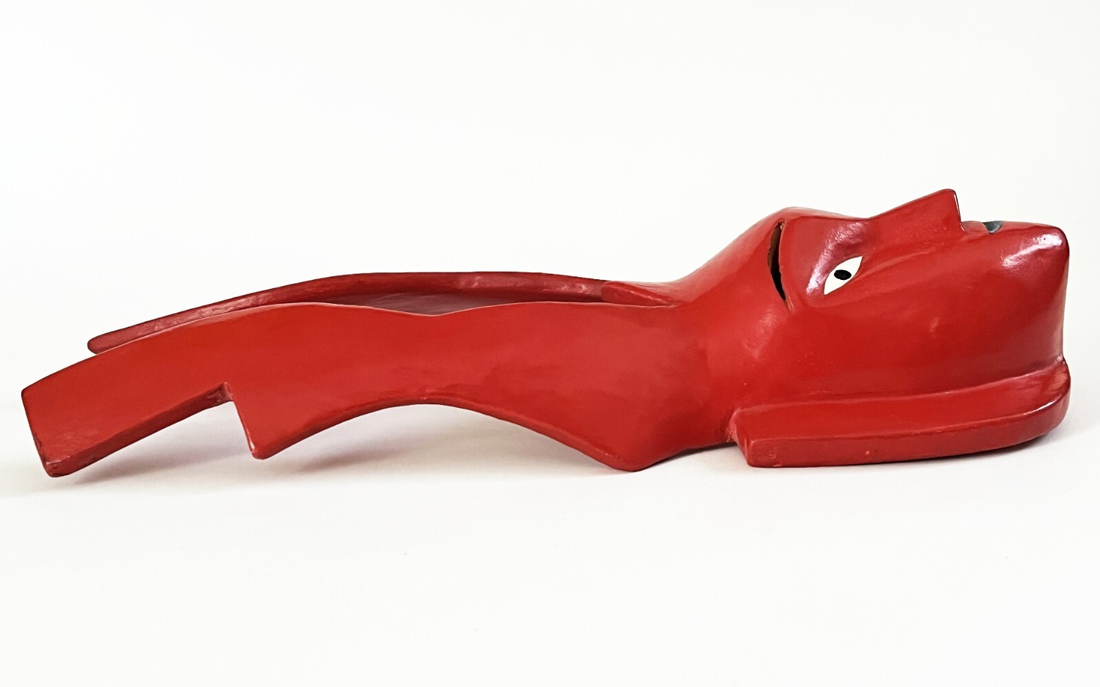 VICTORIANO SALGADO MEXICAN MICHOACAN URUAPAN WOOD MAQUE LACQUER RED COCUCHA MASK