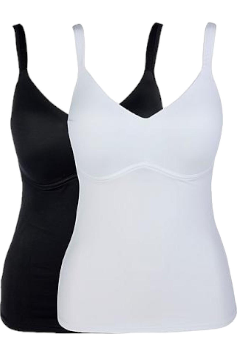 Rhonda Shear 2-pack Molded Cup Cami Tank Top Black/White