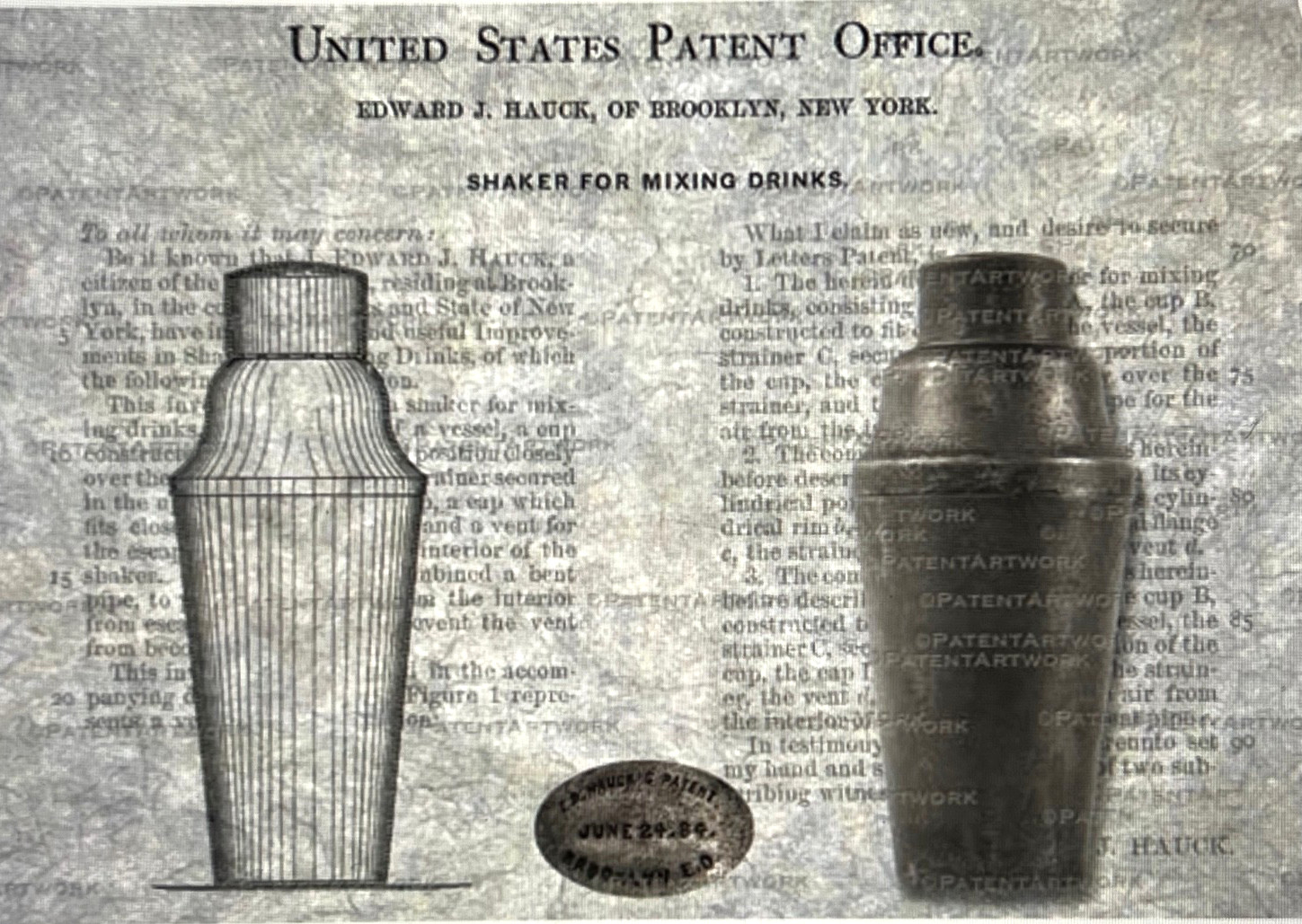 CHAS J HAUCK & SONS SILVER COCKTAIL COMBINATION SHAKER Martini BARWARE 1884