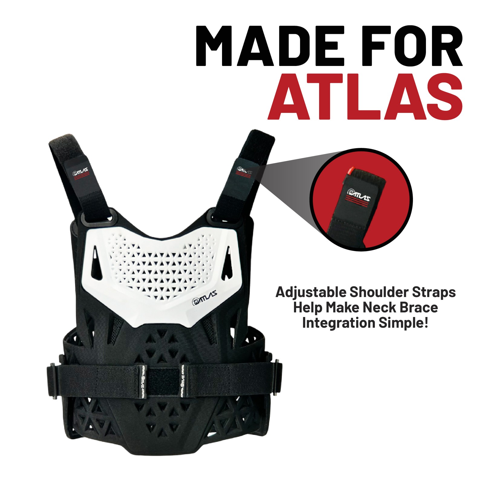 Atlas Charger PeeWee White - Lightweight Chest Protector for Motocross & BMX