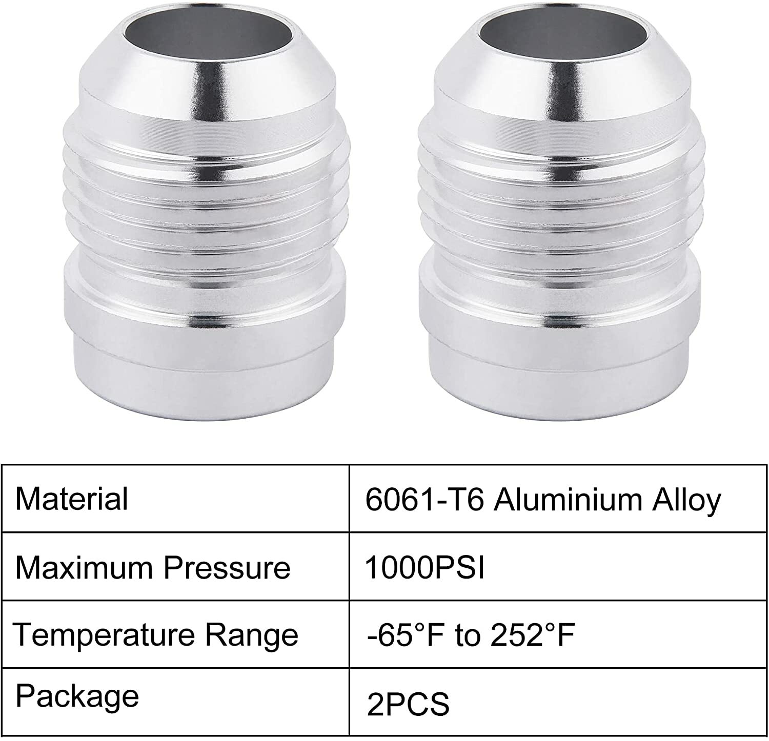 2 × 6AN 8AN 10AN Male Weld On Fitting Bung Fits Hose Adapter Fuel Oil Aluminum
