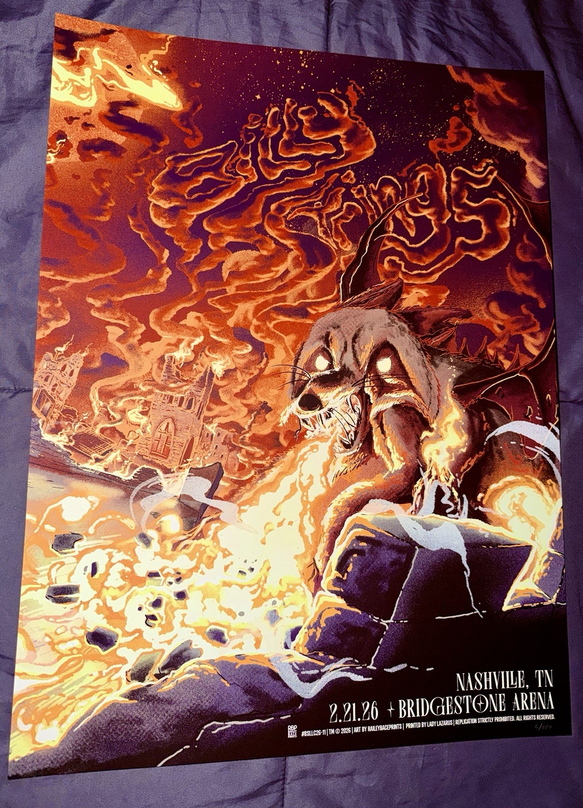 Billy Strings Nashville REG Poster Bridgestone Arena 2/21/2026 Bailey Race