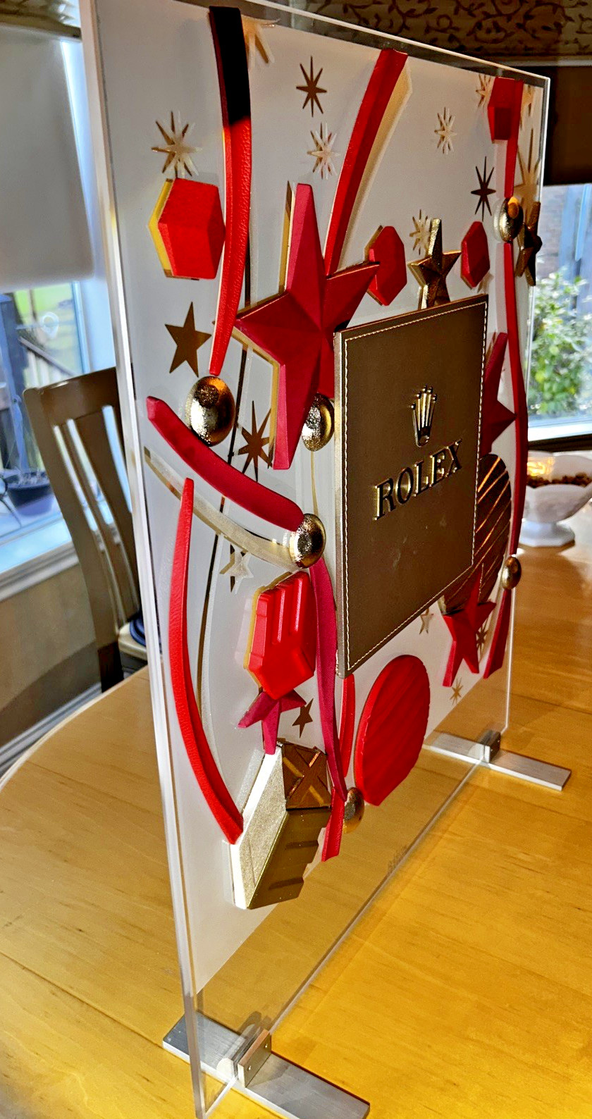 ROLEX STANDING RED AND GOLD CELEBRATION ADVERTISING DISPLAY ADVERTISEMENT