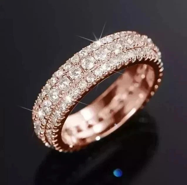 2.50 CTW Round Cut Moissanite Eternity Wedding Band Ring 14K Rose Gold Plated
