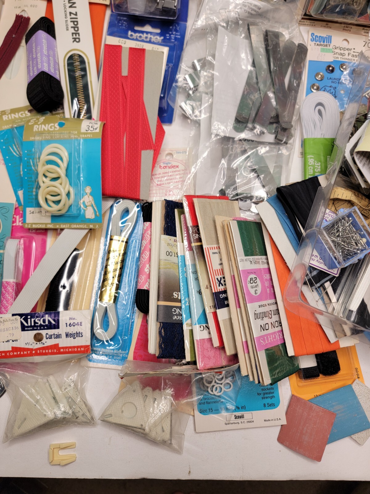 Mixed Lot of Sewing Supplies With Basket - New & Used.