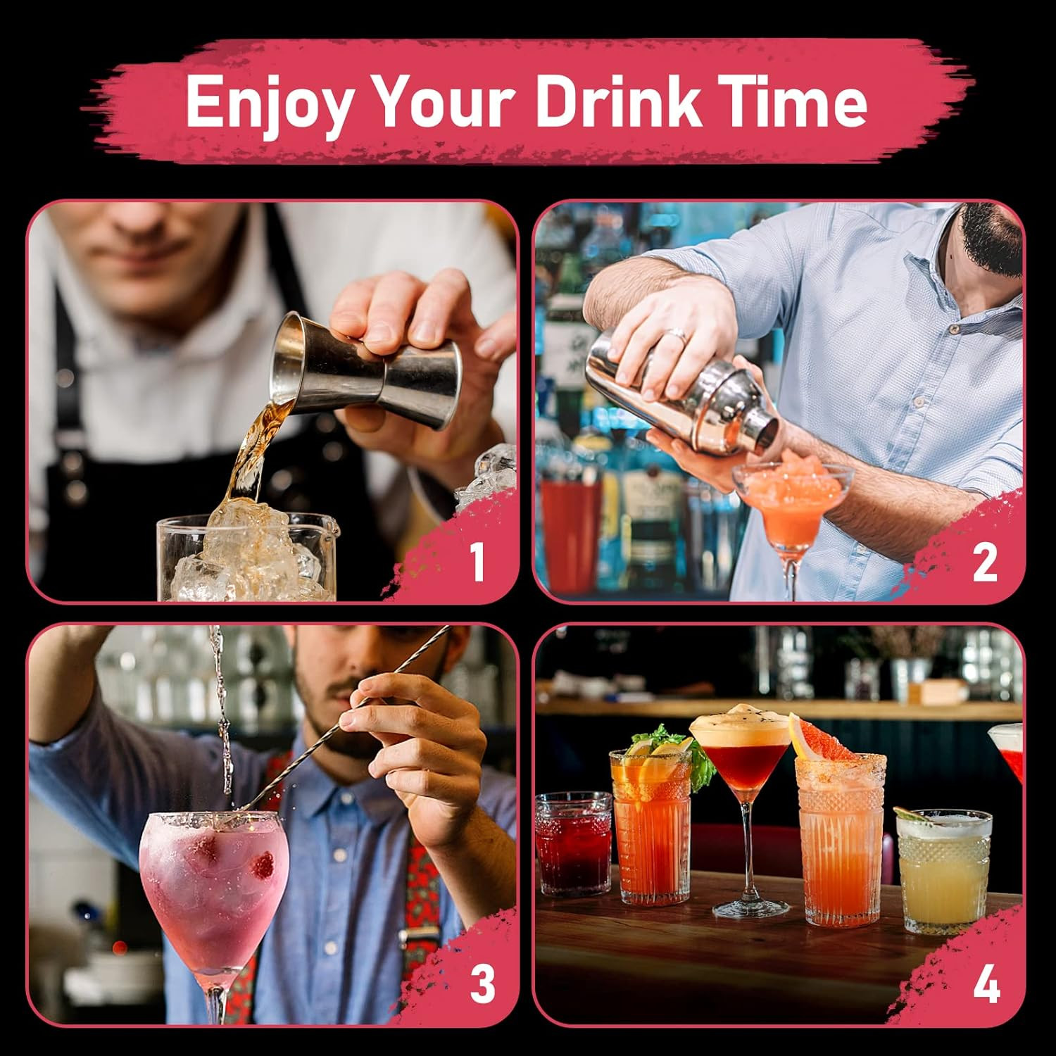 24Oz Cocktail Shaker Set Martini Shaker Set Bartender Set with Margarita Mixer D