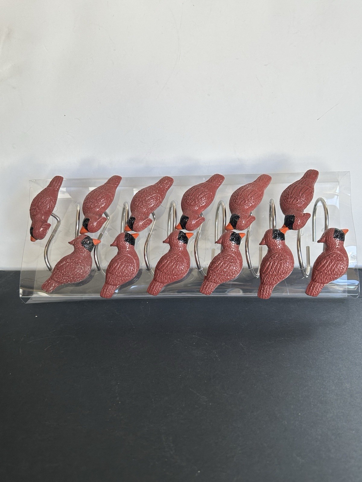 Set of 12 Cardinal Red Bird Shower Curtain Hooks Rings