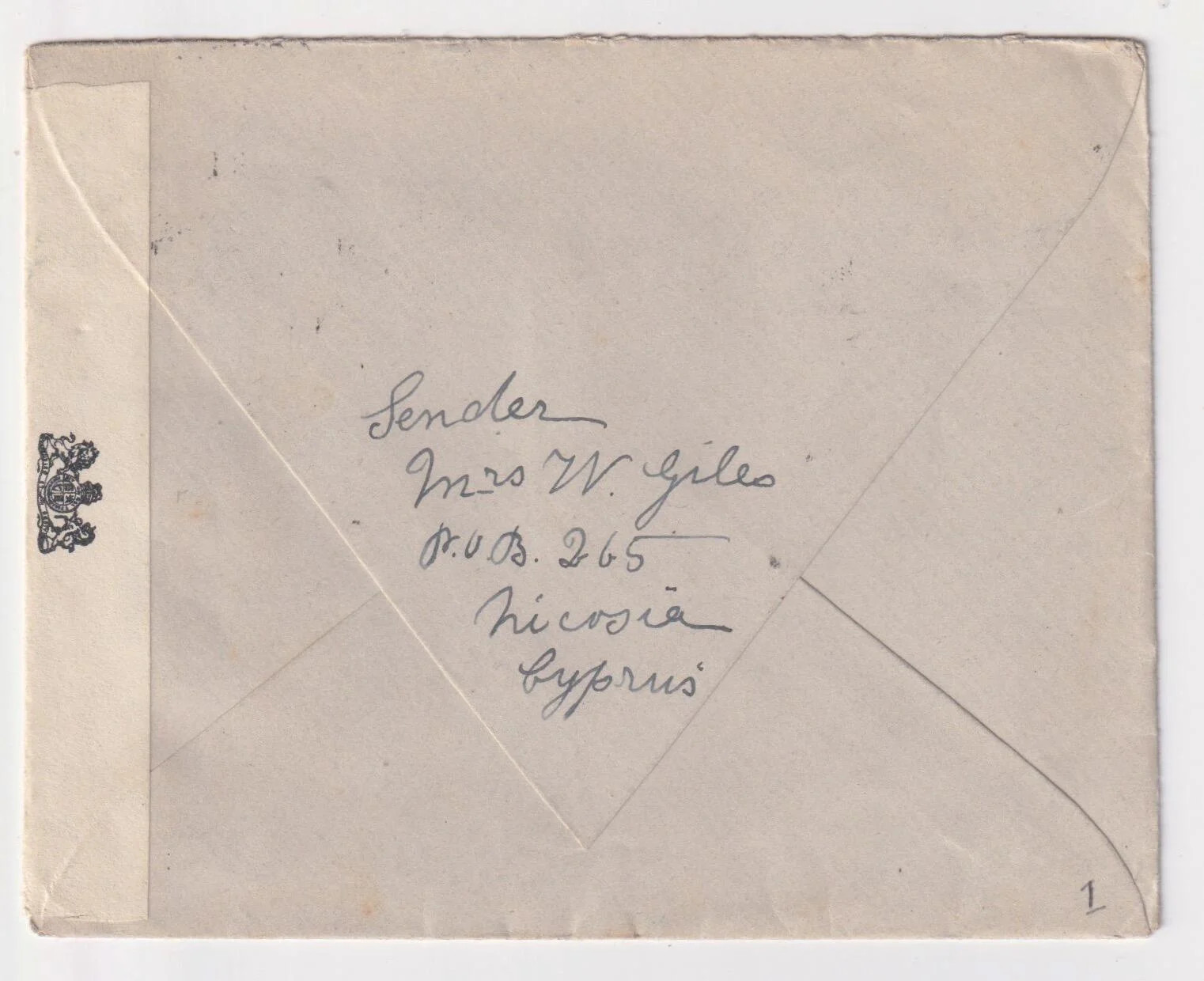 WW2 Nicosia CYPRUS Opened By censor 1941 Cover PASSED CENSOR