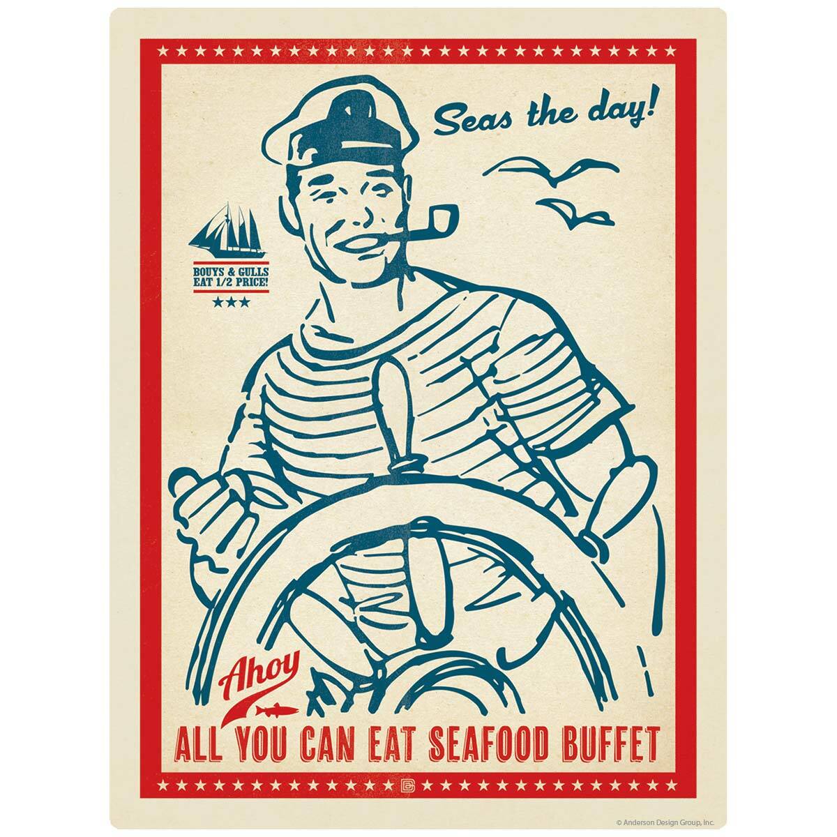 Seafood Buffet Sailor Decal Peel and Stick Decor