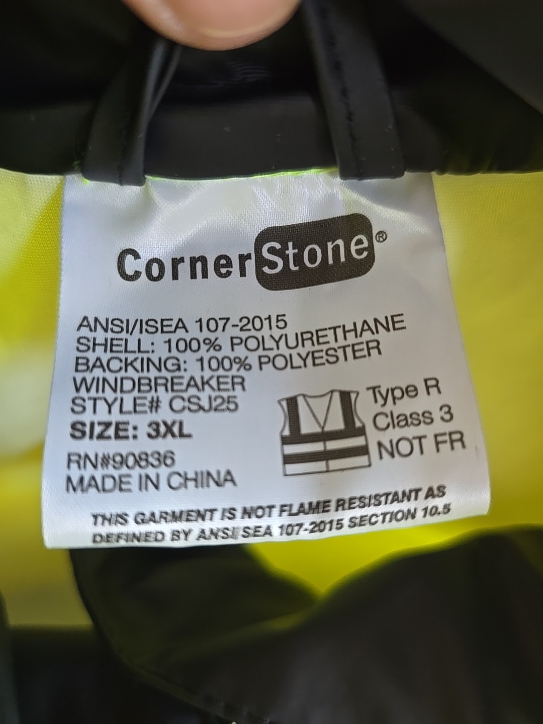 CSX CLT CORNERSTONE ANSI 107 Type R CLASS 3 SAFETY WINDBREAKER JACKET Mens 3XL