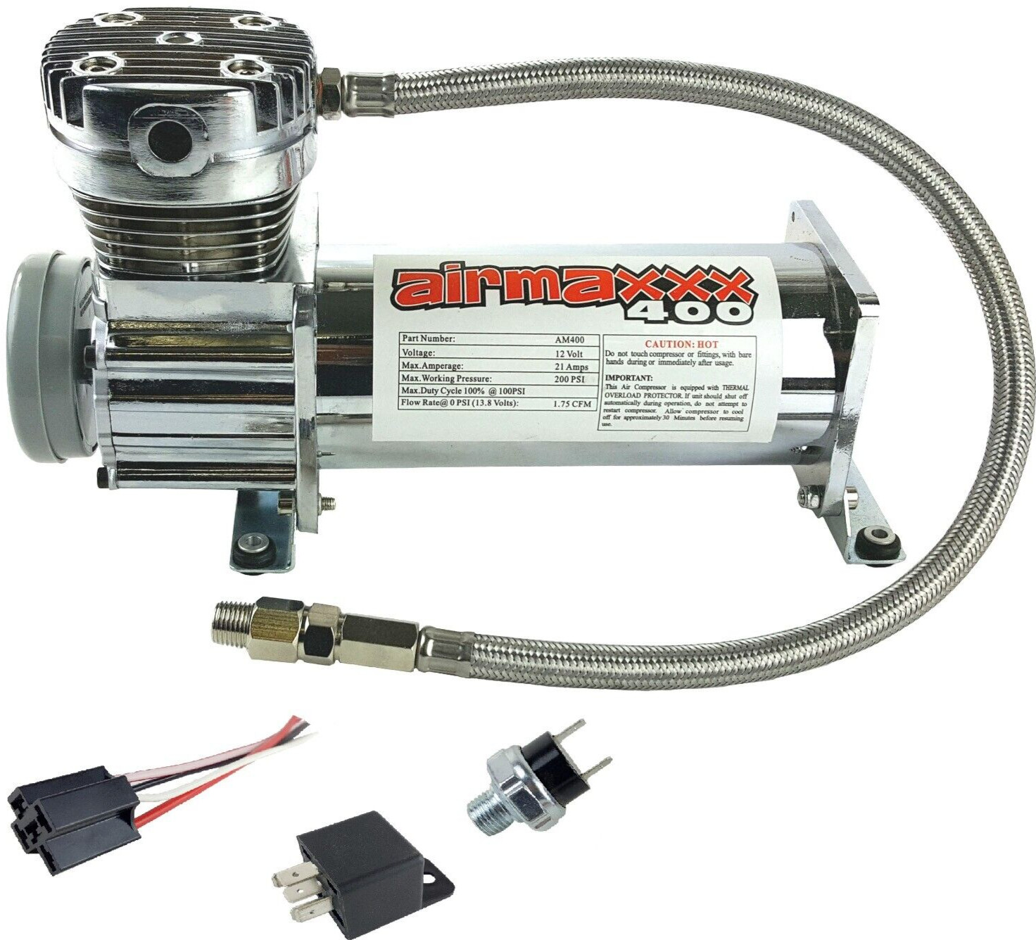 airmaxxx Chrome 400 Air Compressor For Air Ride Suspension System 120 On 150 Off