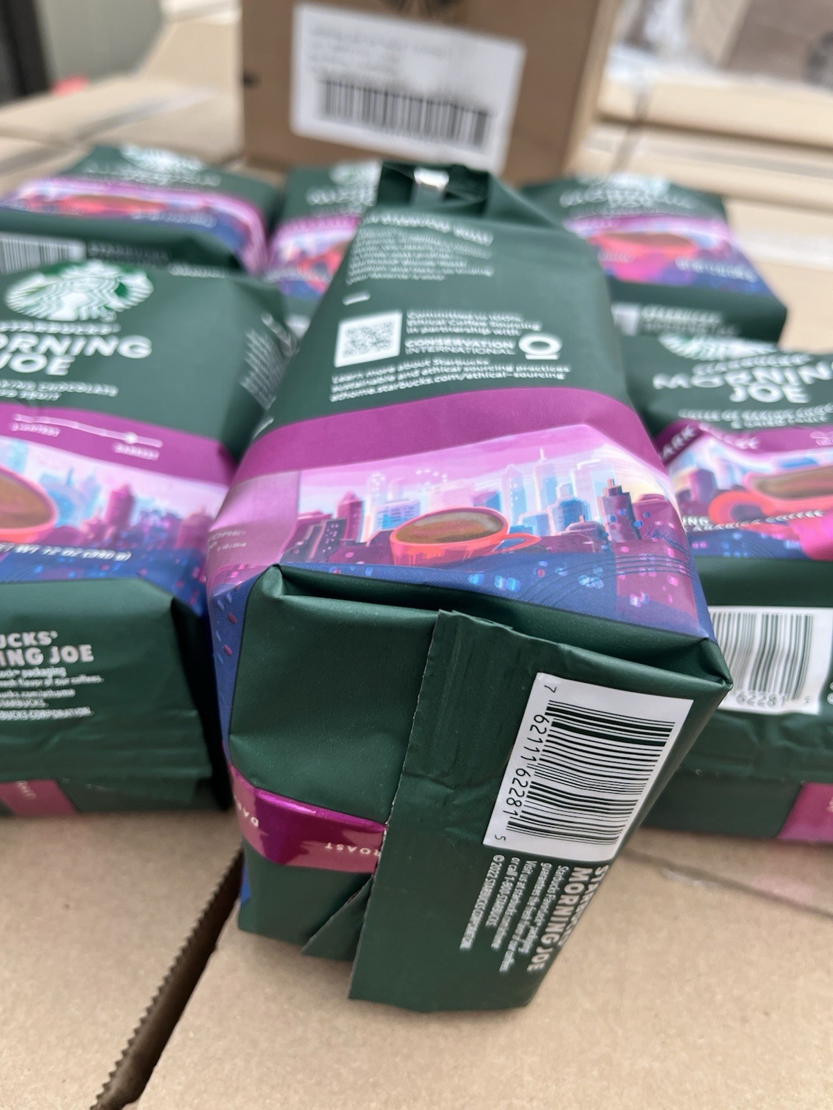 6 BAGS Starbucks Ground Coffee Dark Roast Morning Joe LOT 12oz (Total 72 oz)