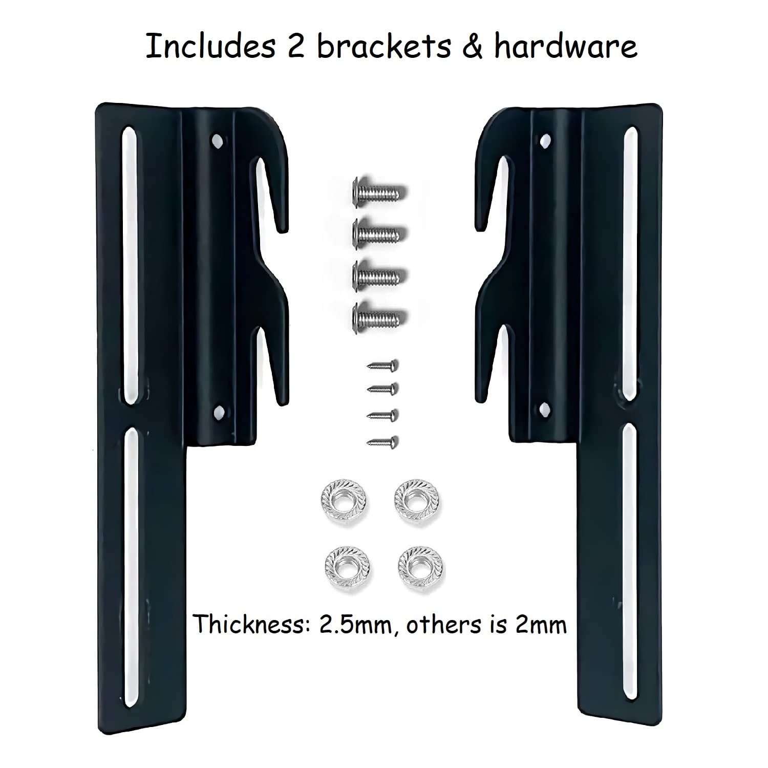 2Pcs #711 Bolt-On to Hook-On Bed Frame Conversion 2pcs 711 brackets, Black