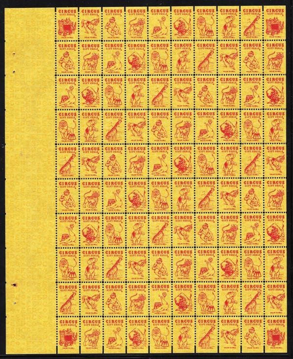 100 Circus Merchant Trade Stamps - MNH - Animals - Horse - Wagon - Elephant