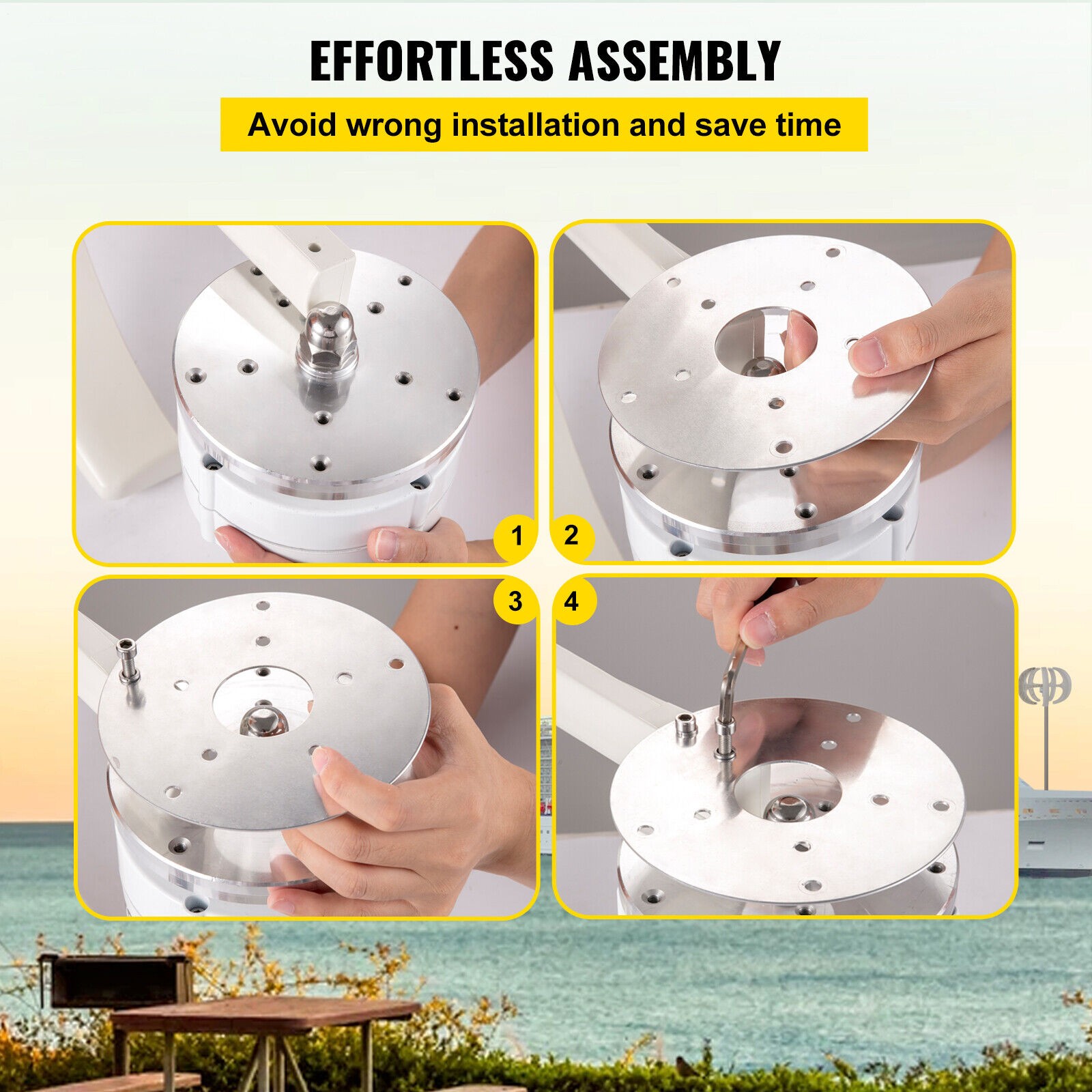 Vertical Axis Wind Turbine Generator 1200W Windmill W/ Controller 12V 24V