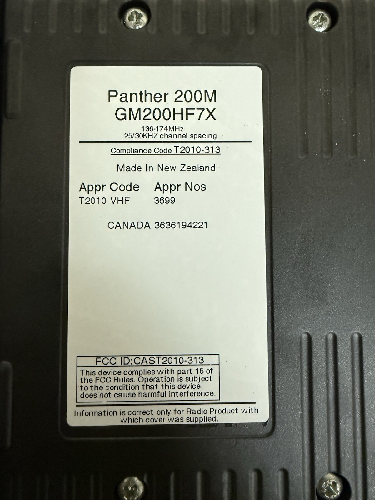 Tait ComNet Ericsson Panther 200M 136-170 MHz NOS 25 Watt Mobile w/ Microphone