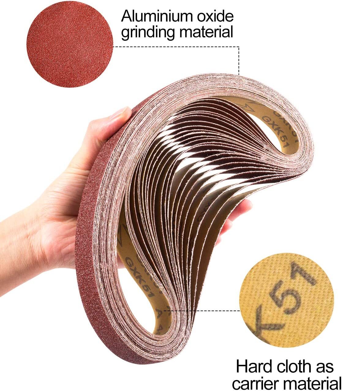 18PCS 1x42 inch AO Sanding Belts Belt Sander 60 80 120 150 240 400 Grit Assorted