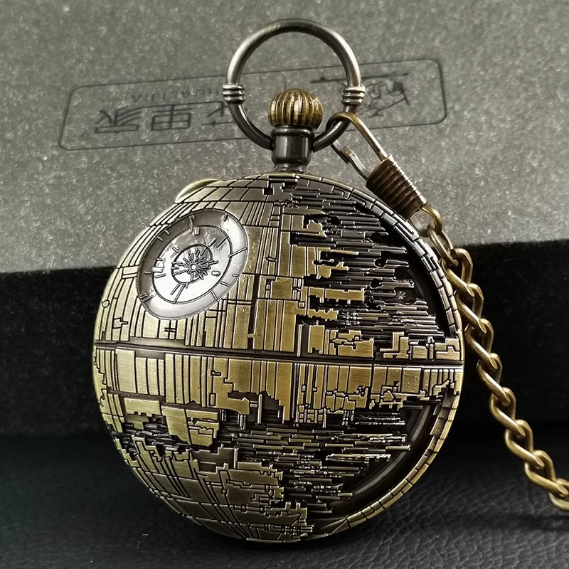 Star Wars Death Star Flip Cover Quartz Pocket Watch Music Box Pendant Xmas Gift