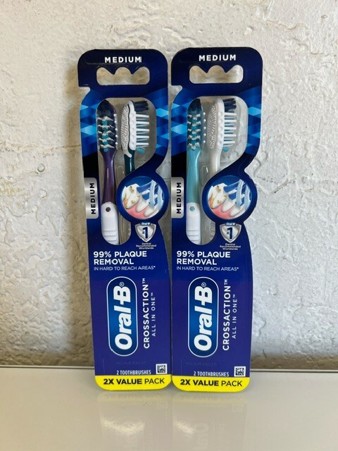Oral-B CrossAction All In One Toothbrushes, Medium, 2 pack