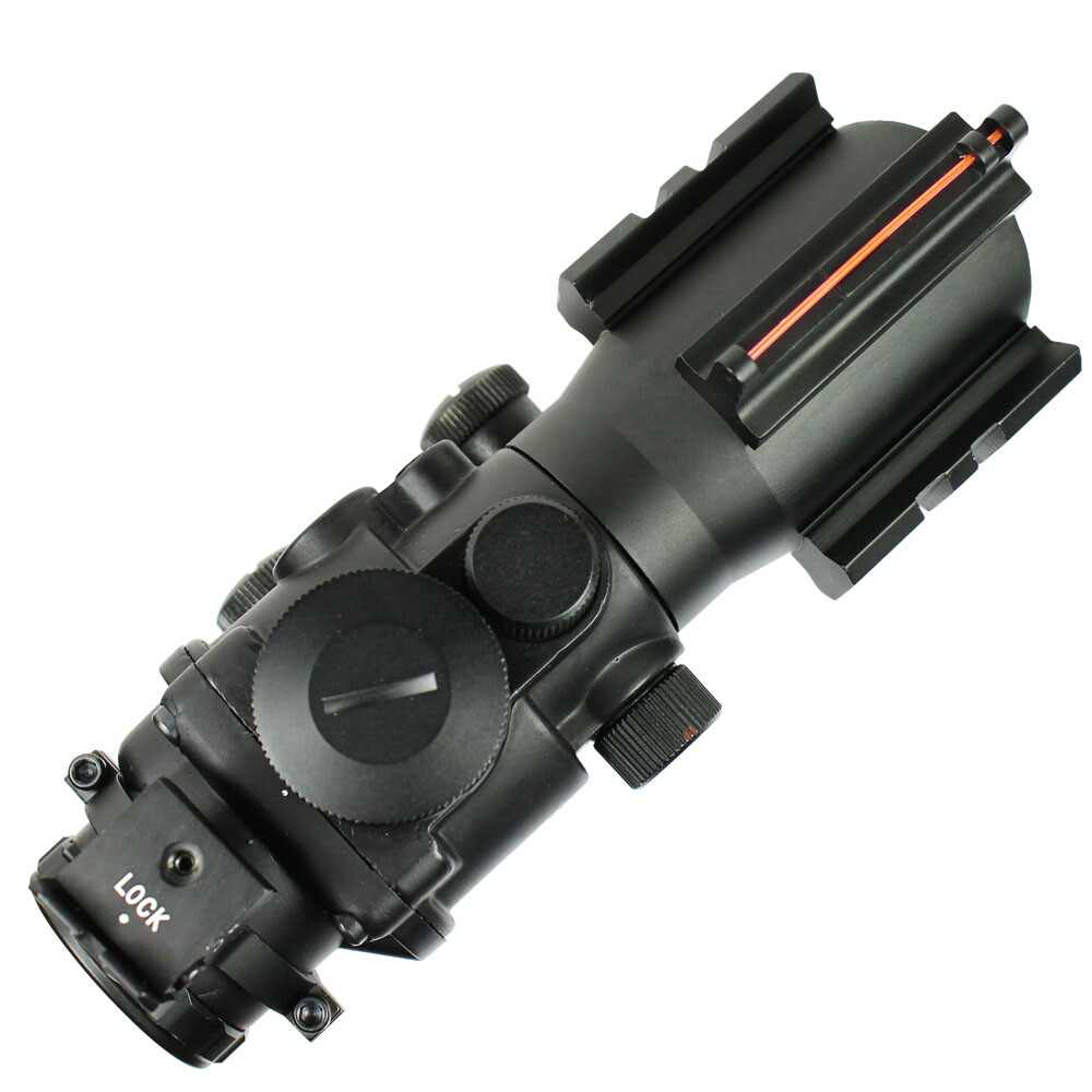 Tactical 4X32 Rifle Scope Fiber Optic Sight & illuminated Chevron Range Recticle