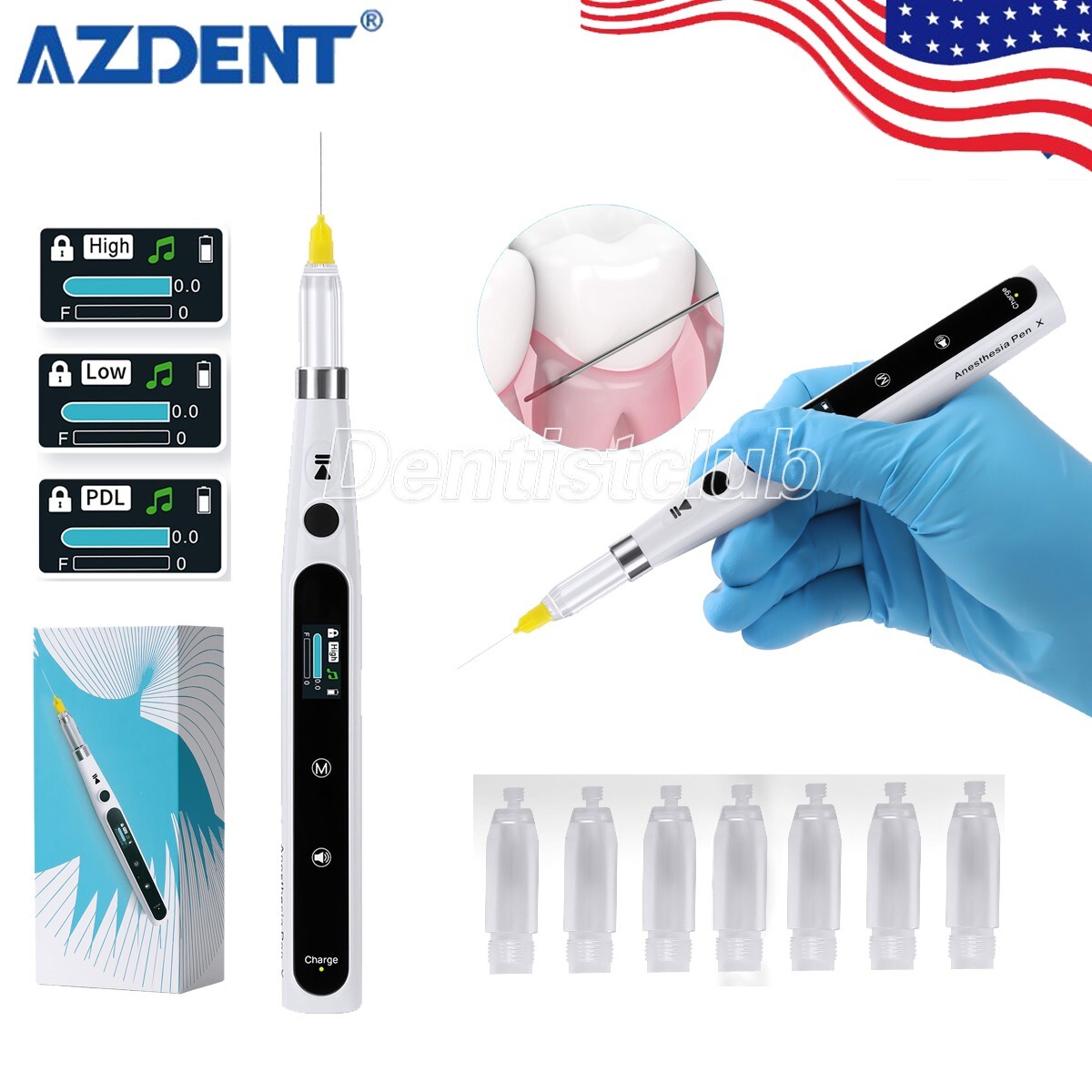AZDENT Dental Painless Oral Local Anesthesia Delivery Device Injection Pen USA