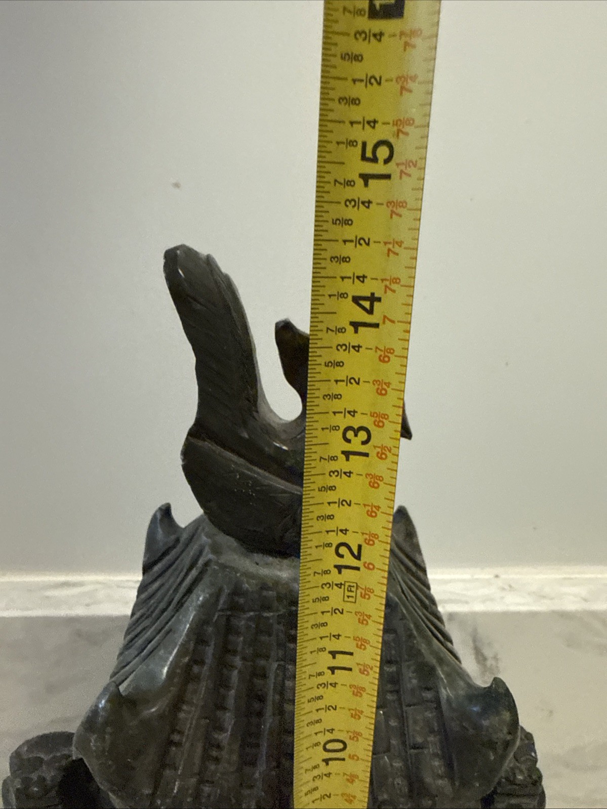 Large Vintage Chinese Deep Green Nephrite Jade Incense Burner 14”