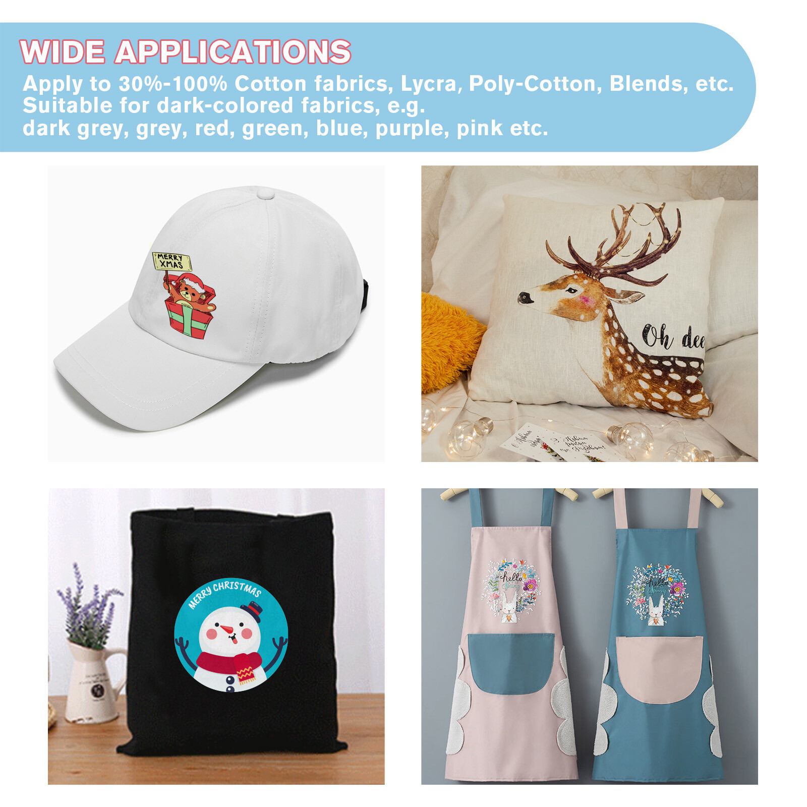 200 Bulk Blue Grid Iron-on Heat Transfer Paper Dark Fabric 8.5x11 Inkjet +Cricut