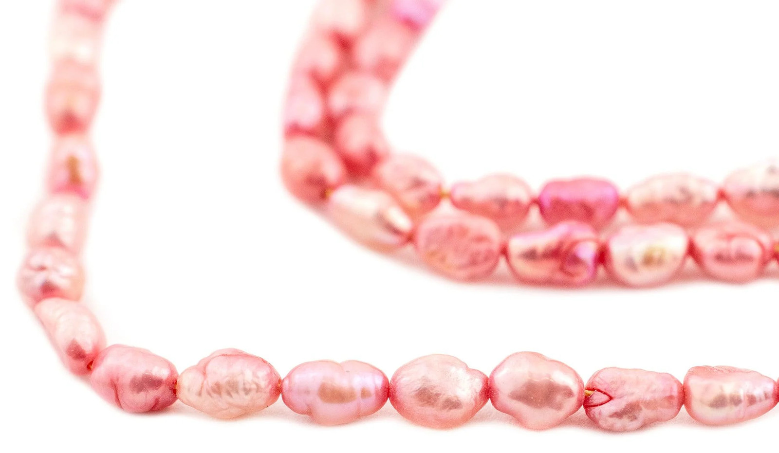 Blush Red Vintage Japanese Rice Pearl Beads 3mm Pink Oval 16 Inch Strand