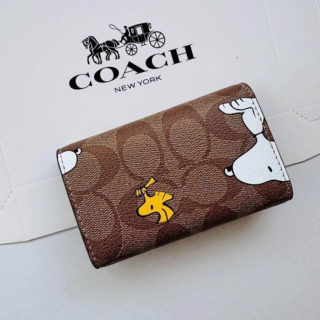 COACH x Peanuts 5 Key Case Snoopy Signature Smart Key CF250 outlet New