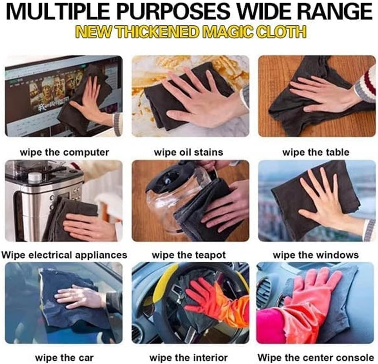 10-Count Magic Cleaning Cloth: Reusable Thickened Streak-Free Microfiber cloths