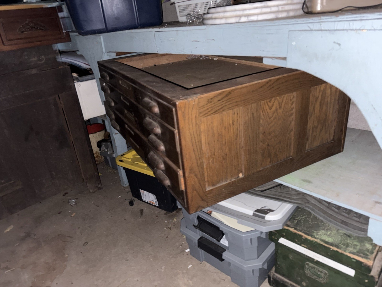 Vintage Hamilton Oak Flat Arhitect Map Blueprint Chest Of Drawers