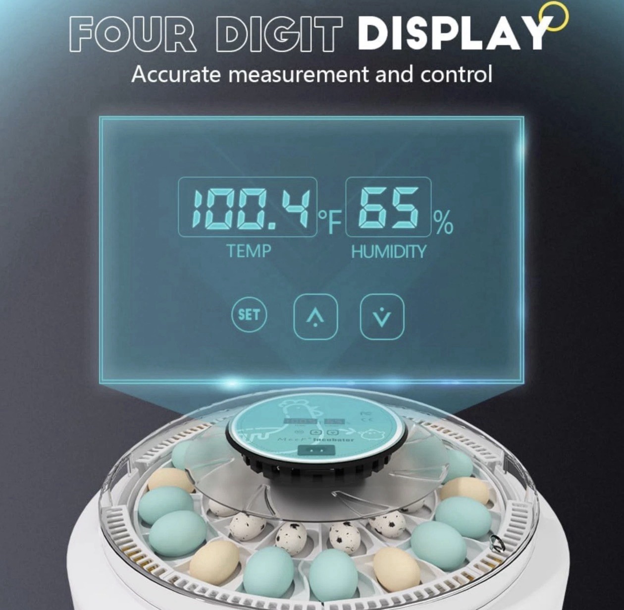 MeeF incubators for Hatching Eggs Automatic 30 Eggs Incubator with Tur