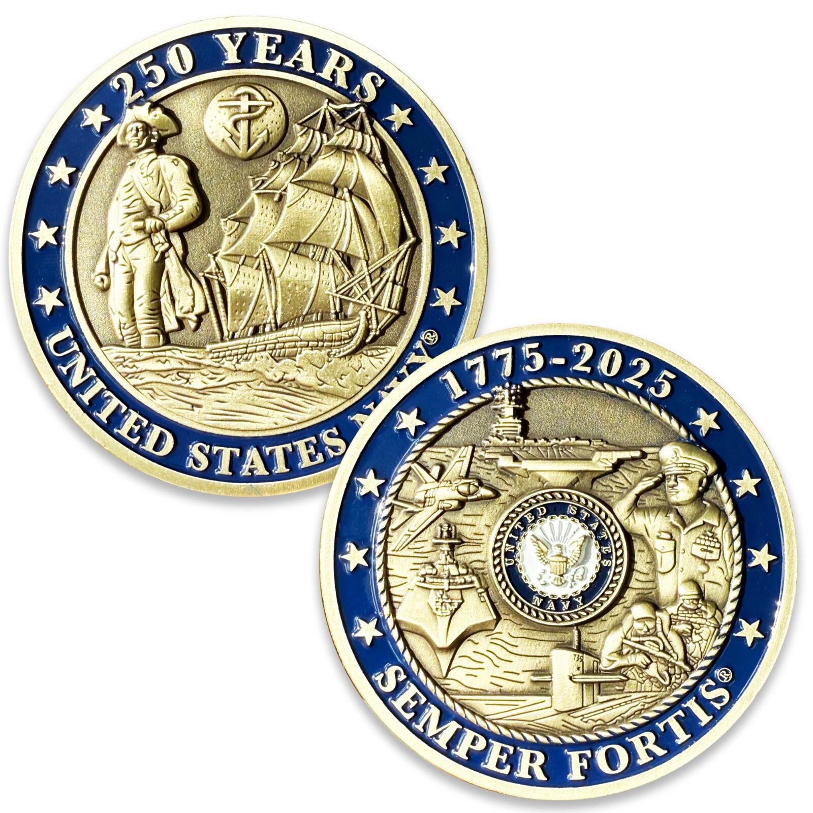 U.S. Navy 250th Anniversary Challenge Coin With Box