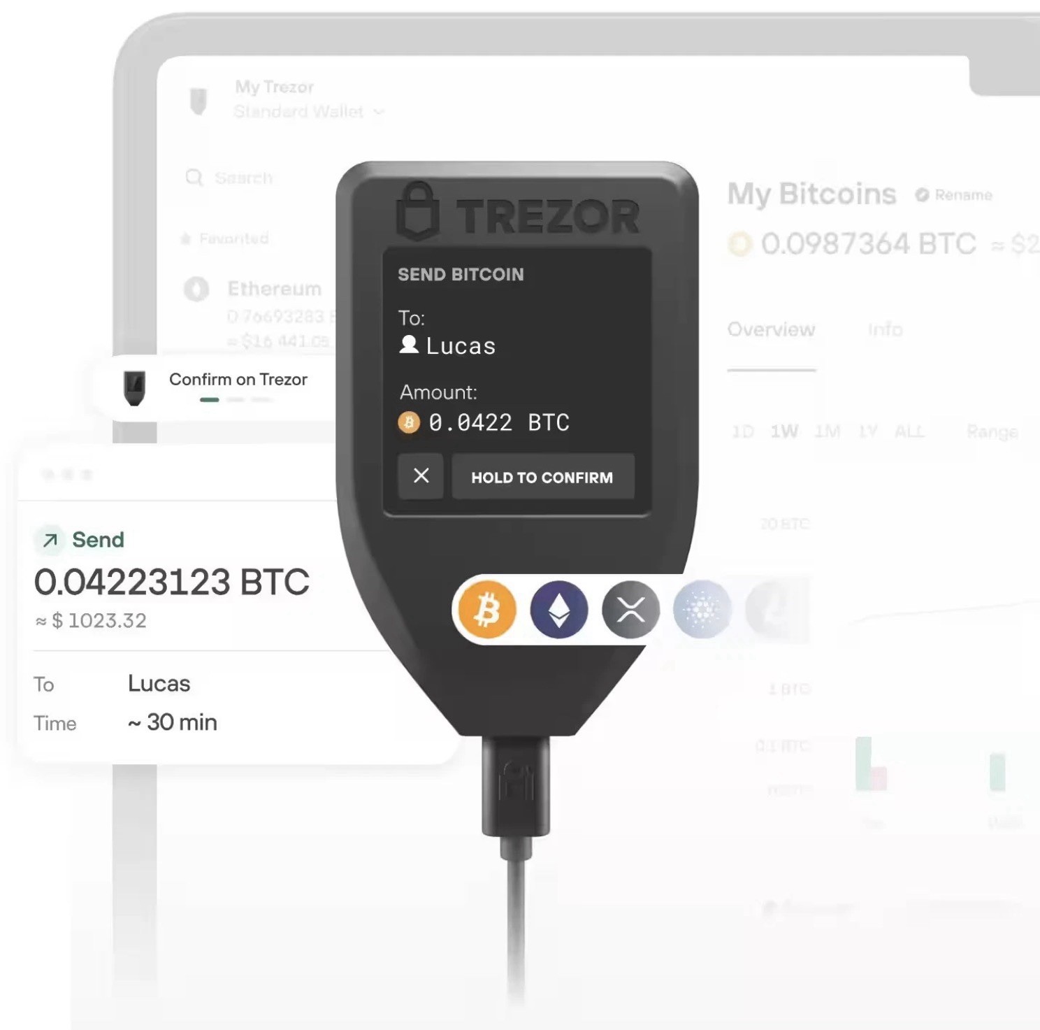 Trezor - Model T - Advanced Crypto Hardware Wallet with LCD Touch Screen - Black