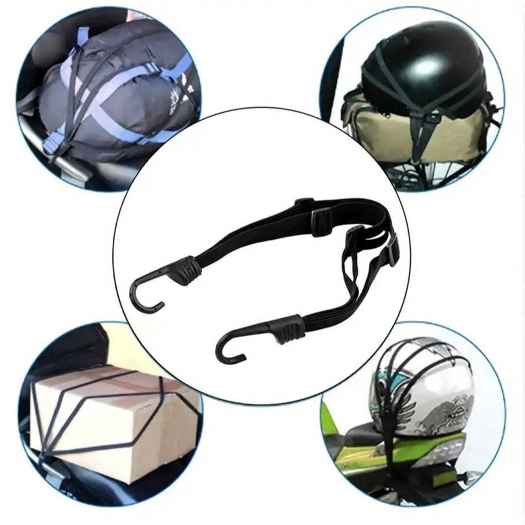 4in1 Elastic Bungee Cords With Hooks For Secure Helmet Bags Motorcycle Cargo Net