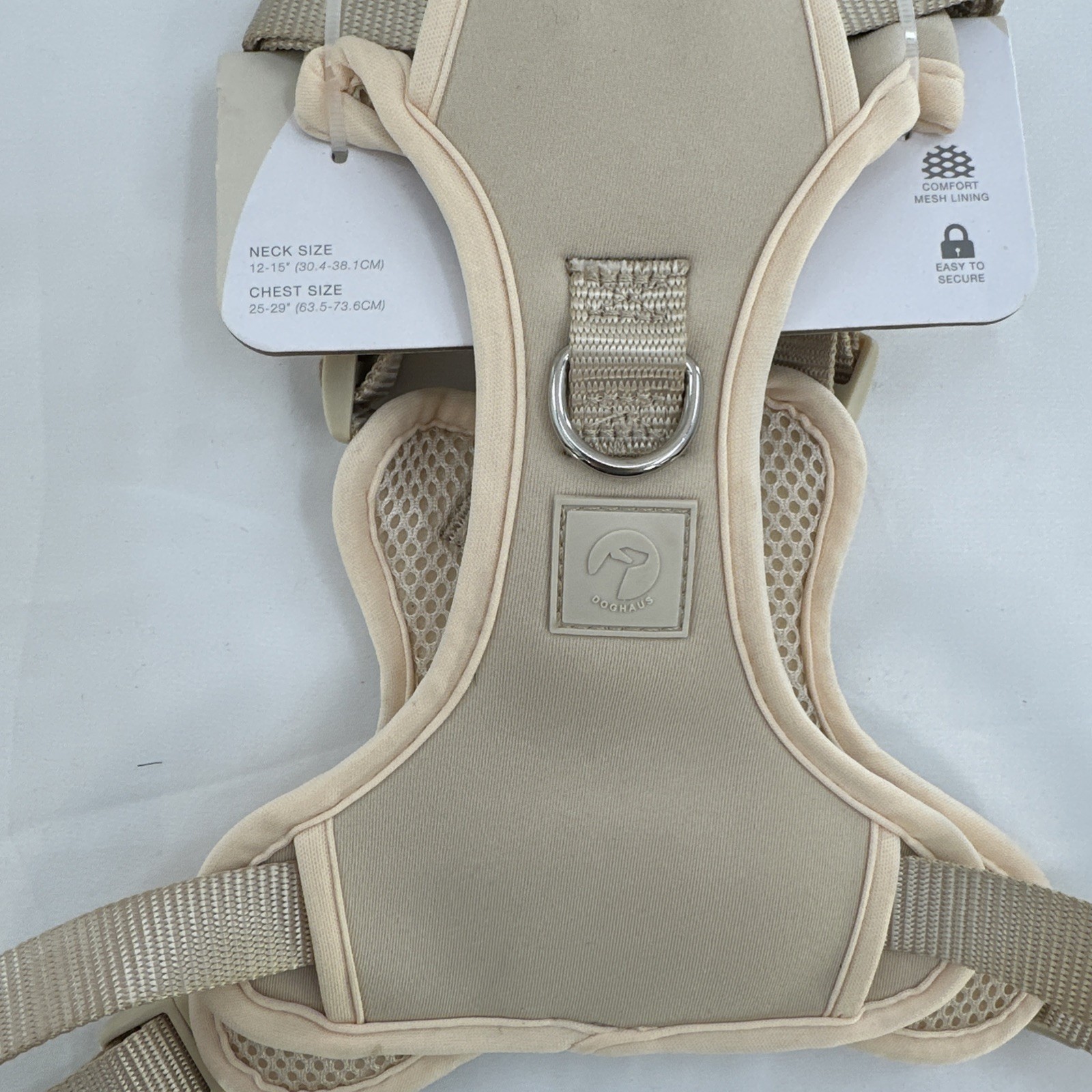 Doghaus Dog Harness LARGE (33-55lb) Cream Ivory Neoprene Mesh Adjustable Durable