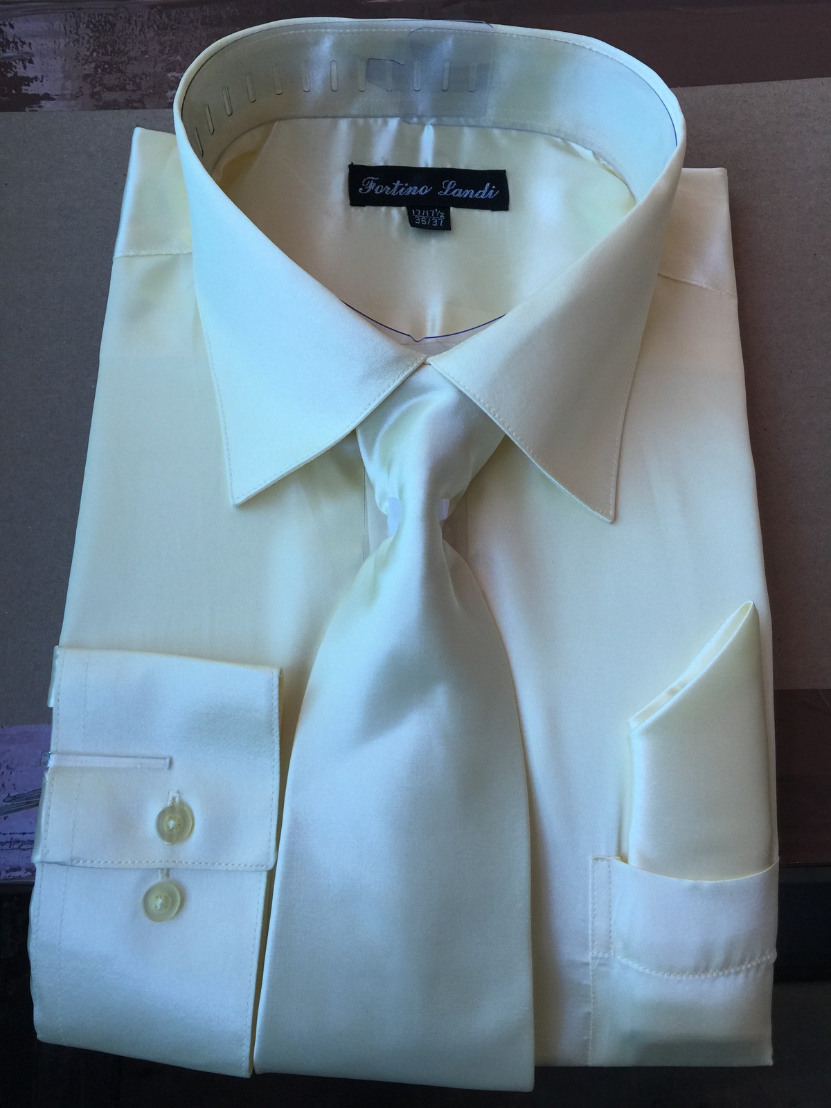 Men's Satin Polyester Formal Dress Shirt Tie Hanky Set #08