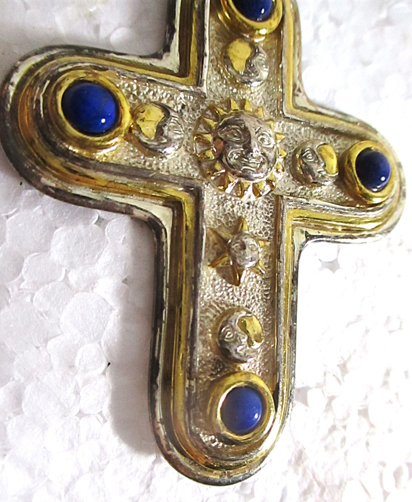 SERGIO BUSTAMONTE STERLING CROSS, BLUE STONES, SUN & IMAGES, PREOWNED