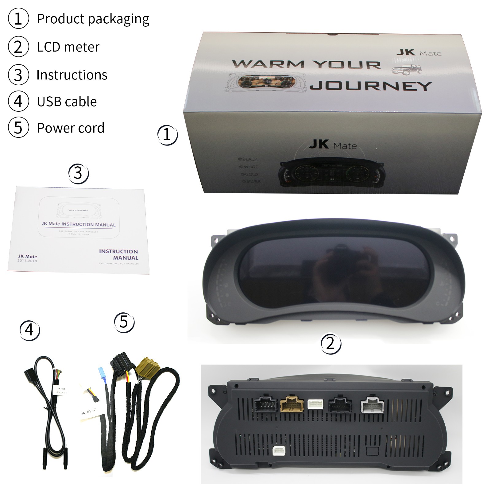 12.3inch LCD Digital Instrument Cluster Display for Jeep Wrangler JK 2011-2017