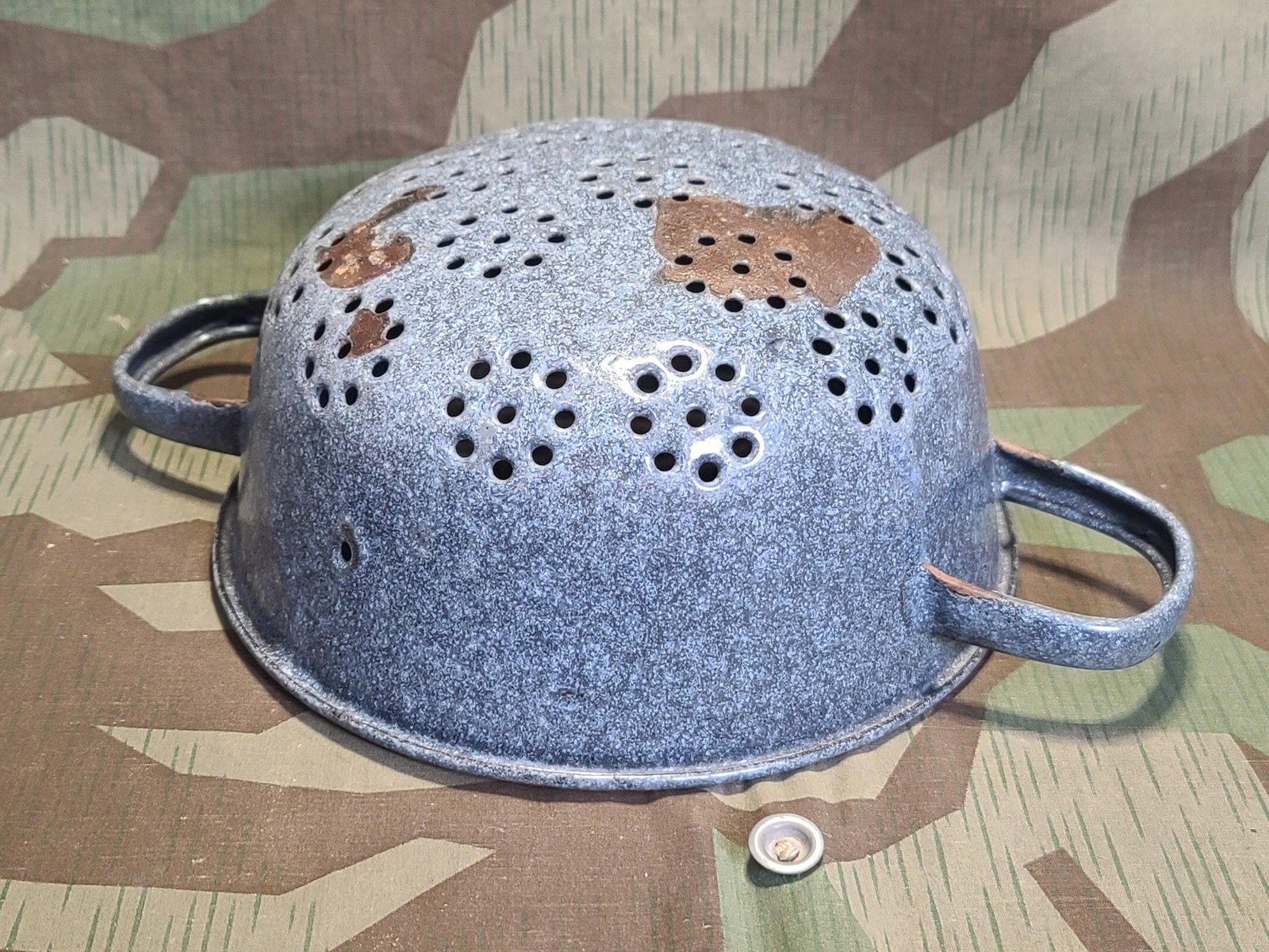 WWII German Helmet Made into a Strainer Stahlhelm Army Wehrmacht Military Pasta