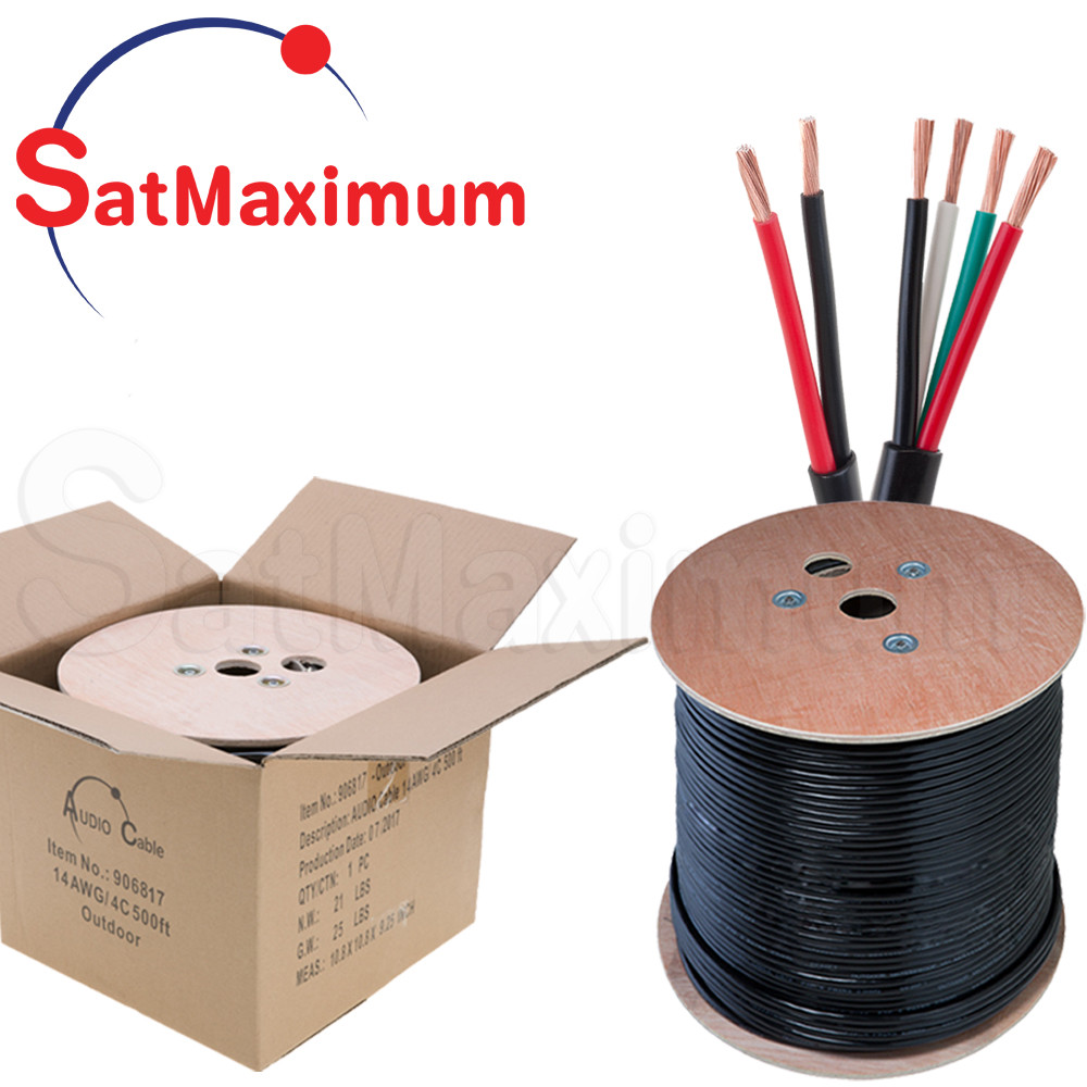 OUTDOOR Speaker Cable Direct Burial Black Audio Wire 14/2 14/4 16/2 16/4 AWG UV