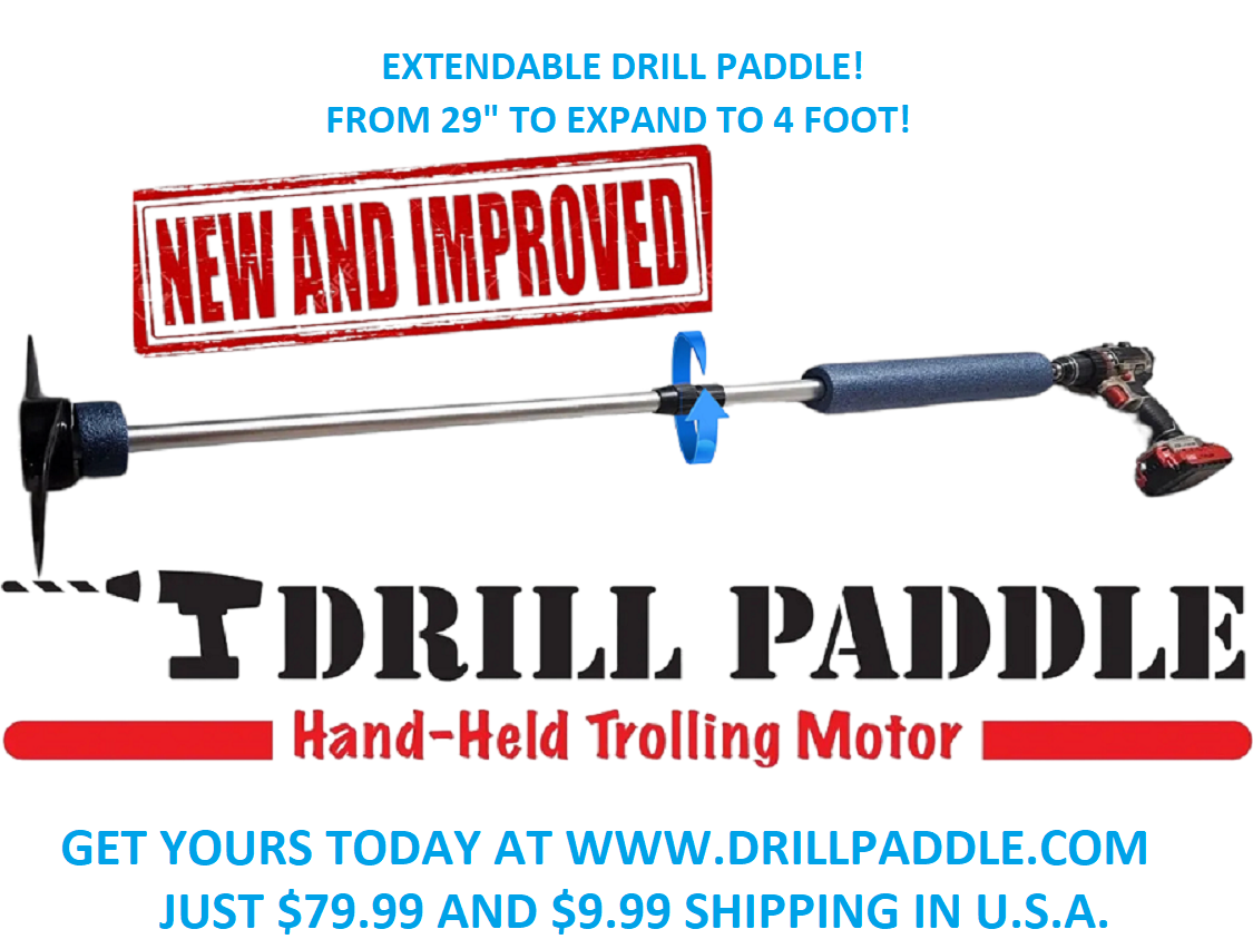 DRILL PADDLE® ,RAFT,KAYAK,TUBE,BOAT,FLYFISH,CANOE,PONTOON,DRILL PWRD TROLLER,FUN